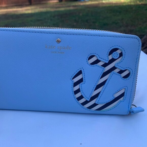 Kate Spade Expand Your Horizons Go Overboard Lacey Zip Around Wallet Blue READ - Picture 4 of 6